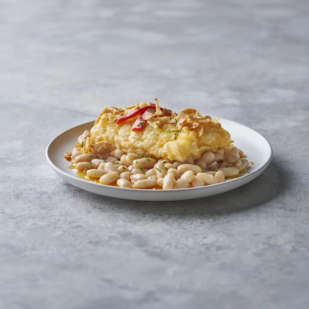Morro de bacalao a la llauna con alubias y ajo perejil – Prepared Meals & Entrées | Bacalalo gourmet