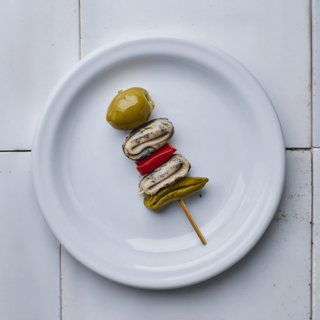 Gilda con boquerón, aceituna, guindilla y pimiento – Prepared Appetizers & Side Dishes | Bacalalo gourmet