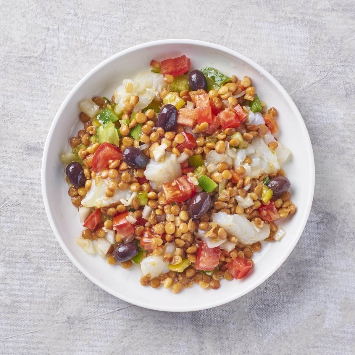 Ensalada de lentejas con bacalao y verduras frescas – Prepared Meals & Entrées | Bacalalo gourmet