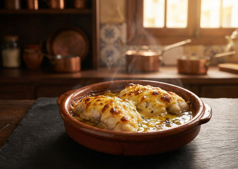 Kokotxas gratinadas con alioli