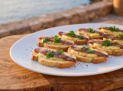 Crostini de anchoa con mantequilla