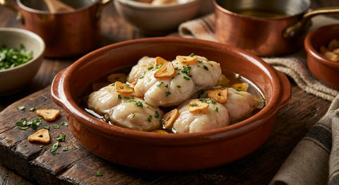 Kokotxas confitadas a baja temperatura