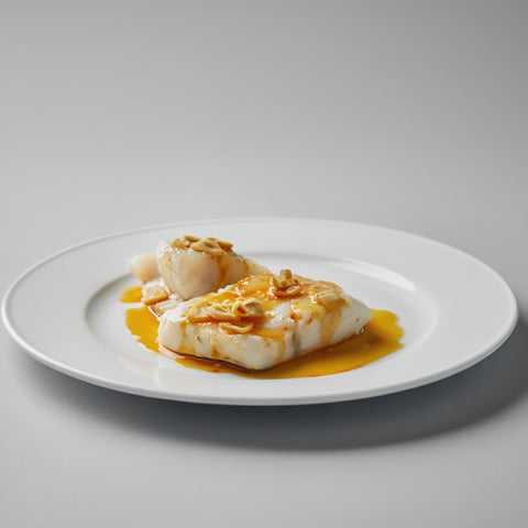 Hamburguesa de bacalao con salsa blanca