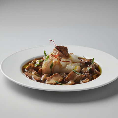 Bacalao estofado con setas