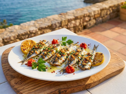 Boquerones al horno con ajo y perejil