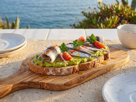 Tosta de boquerón con guacamole