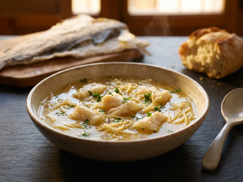 Sopa de cola de bacalao con fideos