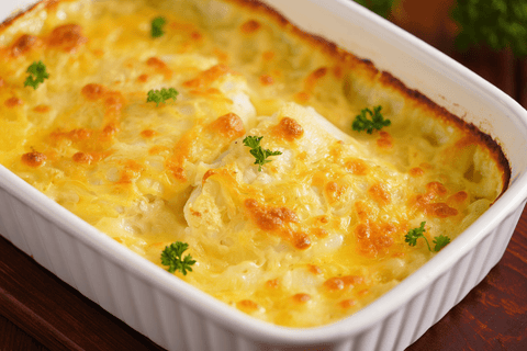 Bacalao gratinado: receta fácil con bechamel y queso - Bacalalo