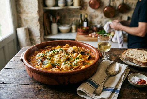 Cazuela de caldereta de pescado con patata y rape