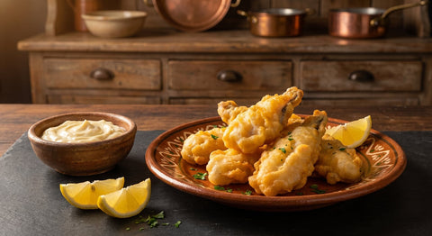 Kokotxas en tempura con alioli suave