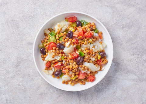 Ensalada de lentejas con bacalao