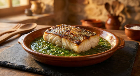 Morro a la plancha con salsa verde