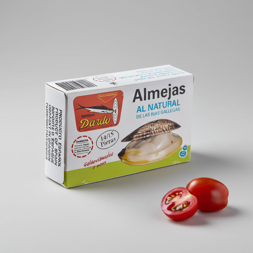 Almejas al Natural 20/30 Rías Gallegas Dardo Conserva Premium - 120ml - envase y embalaje premium