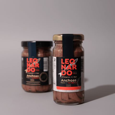 Filetes de Anchoa del Cantábrico en Aceite de Oliva Tarro de Cristal - 100g | Leonardo - conservación y frescura garantizada