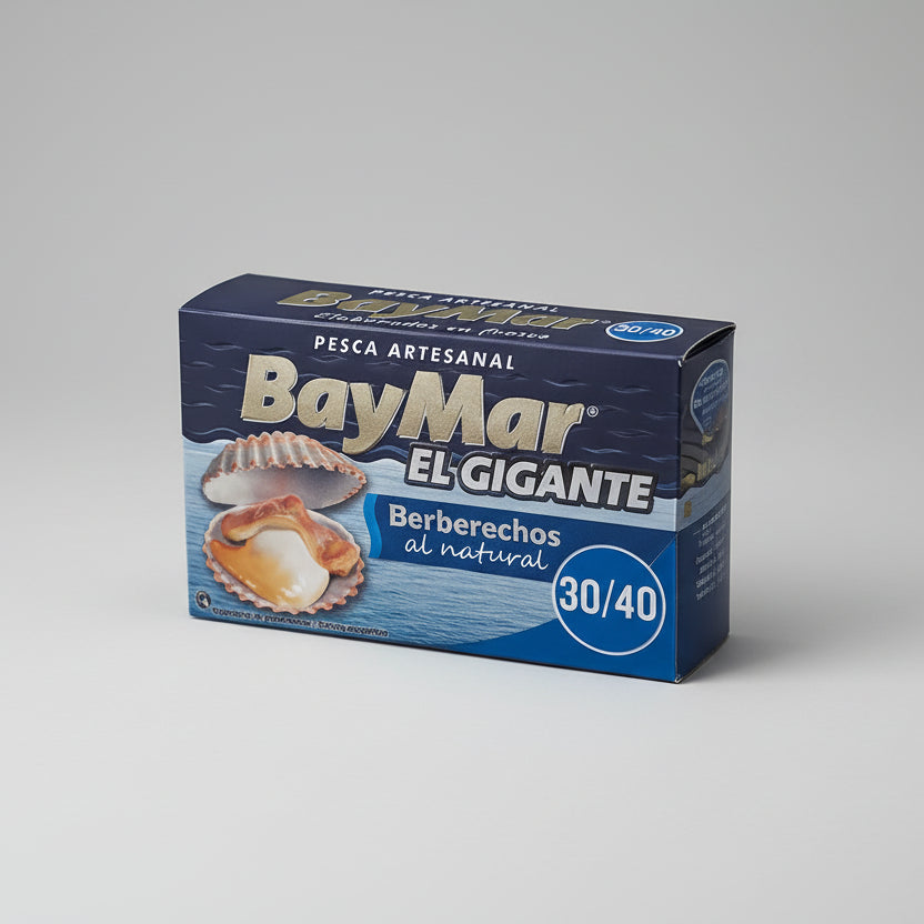 Detalle de berberechos al natural 30/40 piezas, pieza a pieza seleccionadas