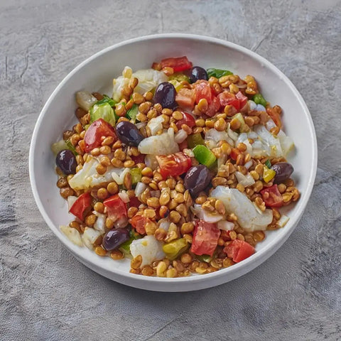 Ensalada de lentejas con bacalao y verduras frescas – Prepared Meals & Entrées | Bacalalo gourmet