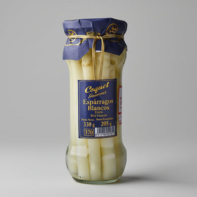 Extra Thick White Asparagus PDO Navarra Glass Jar | 4/6 Pieces - 540g | Coquet