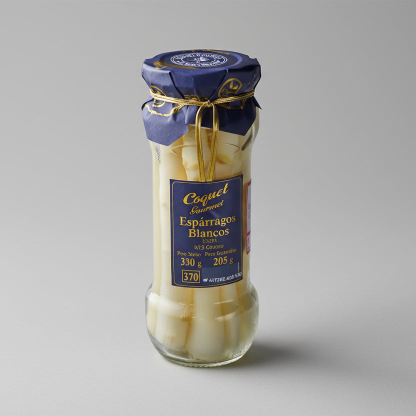 Espárragos Blancos Extra Gruesos D.O. Navarra Frasco de Cristal | 4/6 Piezas - 540g | Coquet - detalle del producto