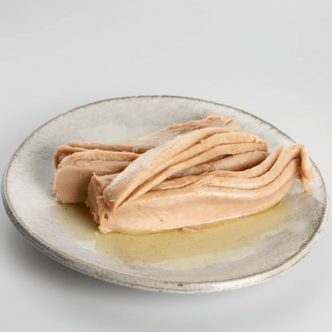 Lomos de Atún Claro en Aceite de Oliva Frasco de cristal Bacalalo, lomos enteros seleccionados