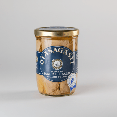 Lomos de Bonito del Norte en Aceite de Oliva Frasco de Cristal - 315g | Olasagasti - ideal para preparar en casa