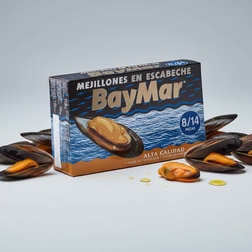 Galician Rías Pickled Mussels 8/14 BayMar Gourmet Can - 120 ml