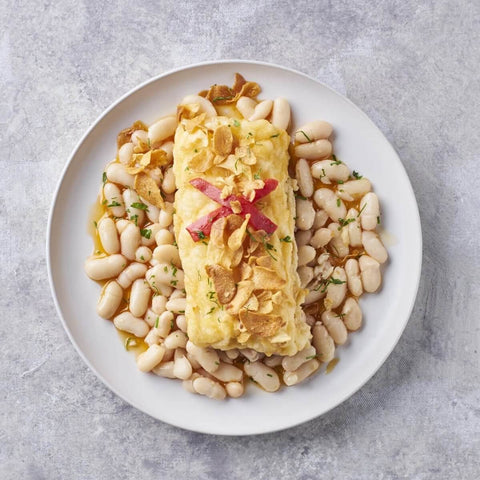 Morro de bacalao a la llauna con alubias y ajo perejil – Prepared Meals & Entrées | Bacalalo gourmet