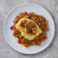 Morro de bacalao con sanfaina de verduras tradicionales – Prepared Meals & Entrées | Bacalalo gourmet