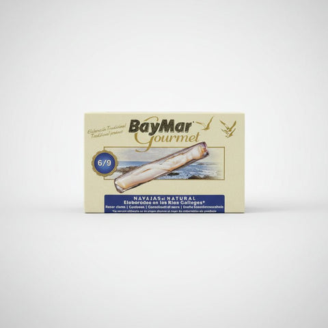 Navajas al Natural de las Rías Lata 120 ml 6/9 Piezas, conserva gourmet de calidad seleccionada