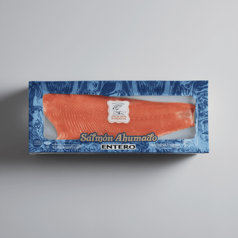 Salmón Ahumado Entero Domínguez Sin Precortar - 2,2kg | Pieza Artesanal - presentación y formato